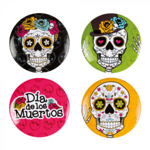 4 Buttons Dia de los muertos