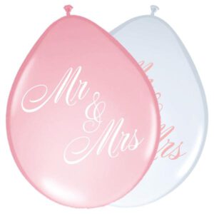 Ballonnen Mr & Mrs ass.roze en wit