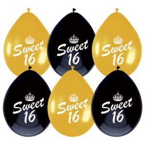 Ballonnen Sweet16 zwart-goud
