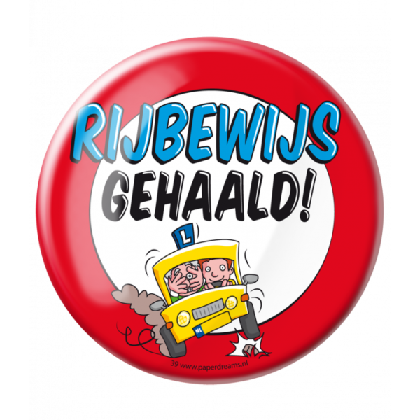 Button XL - Rijbewijs gehaald