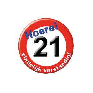 Button klein - 21 jr verkeersbord