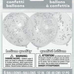 Confettiballonnen zilver - 6 st.