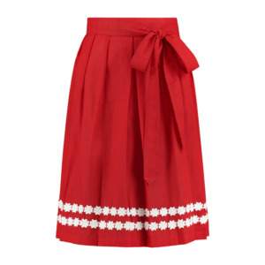 Dirndl schortje rood + bloemenrand