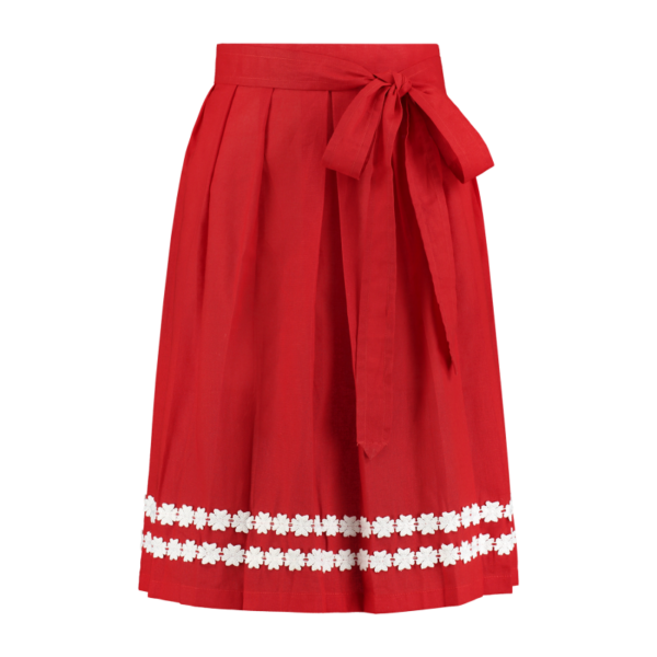 Dirndl schortje rood + bloemenrand