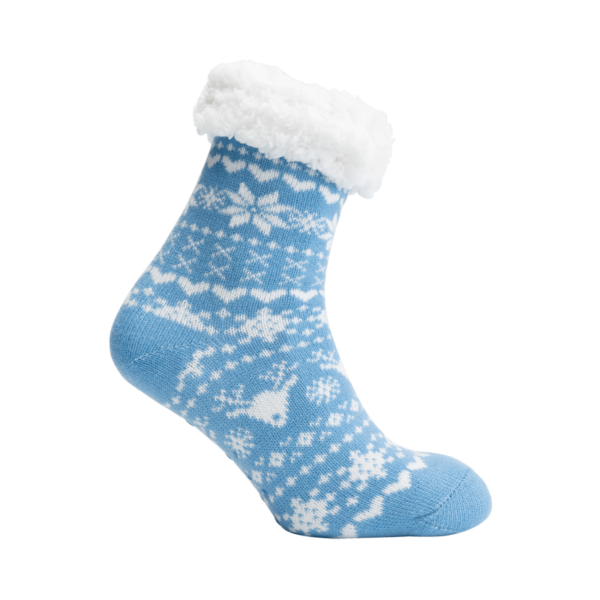 Fluffy Homesocks blauw/wit