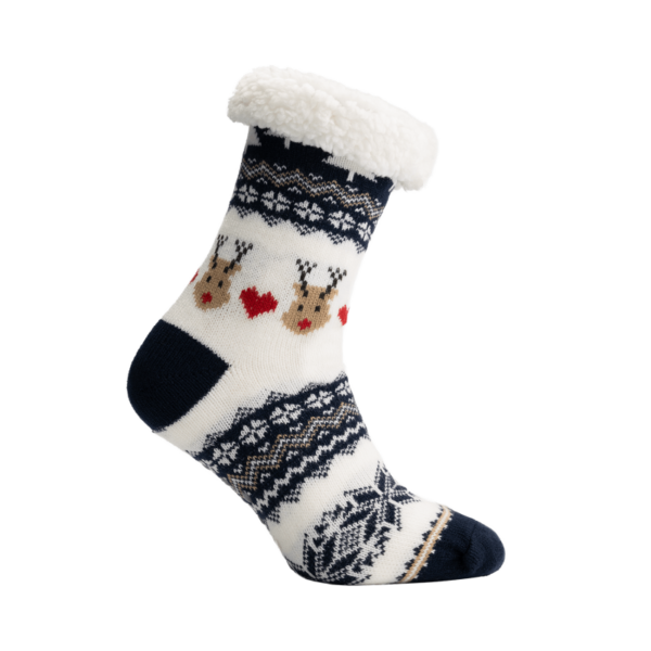 Fluffy Homesocks donkerblauw Rudolph