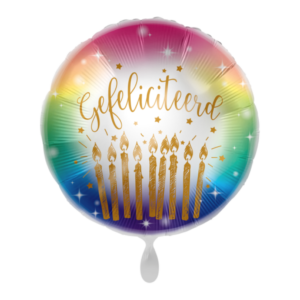 Folieballon Gefeliciteerd kleurrijk kaarsjes