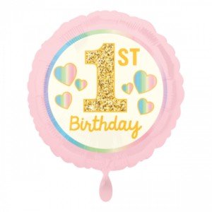 Folieballon Girl 1st Birthday pink & gold