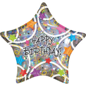 Folieballon Happy Birthday Stars