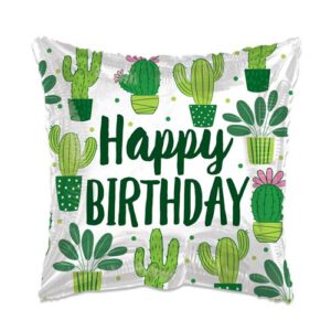 Folieballon "Happy Birthday" cactus ECO