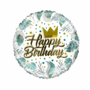 Folieballon "Happy Birthday" kroon ECO
