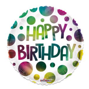 Folieballon "Happy Birthday" stippen multi