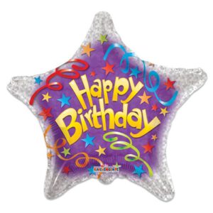 Folieballon Happy Birthday streamers ster