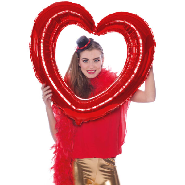 Folieballon Hart selfie frame rood (lucht)