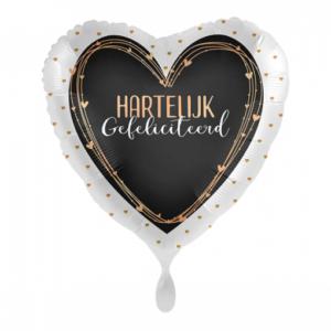 Folieballon Hartelijk Gefeliciteerd hart zwart