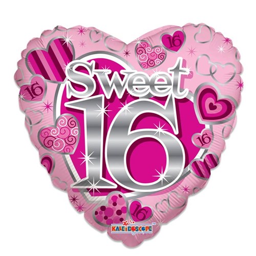 Folieballon Sweet 16 pink