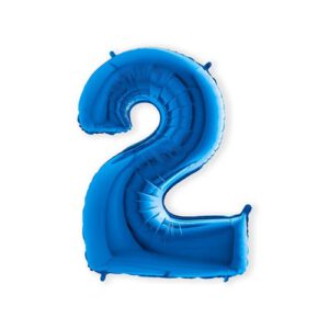 Folieballon cijfer 2 blauw (100cm)