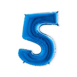 Folieballon cijfer 5 blauw (100cm)