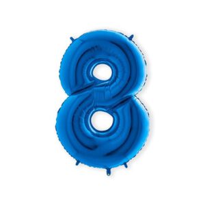 Folieballon cijfer 8 blauw (100cm)