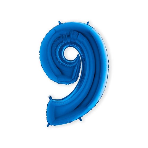 Folieballon cijfer 9 blauw (100cm)