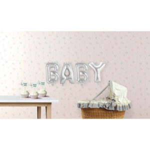 Folieballon kit "BABY" zilver (voor lucht)