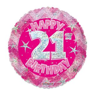 Folieballon pink holographic 21