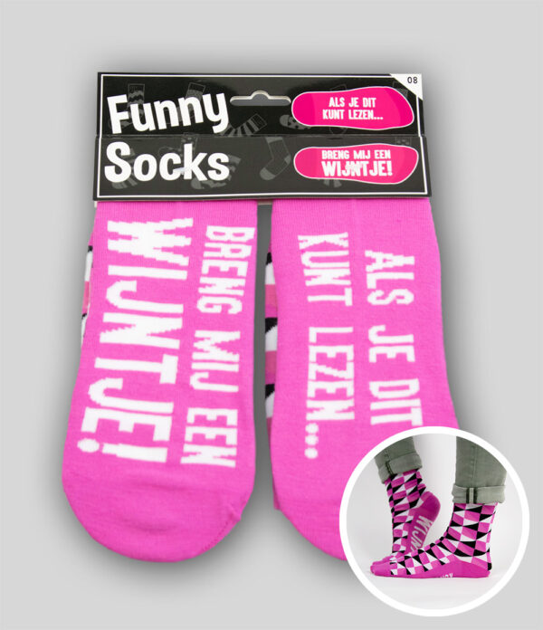 Funny Socks - Als je dit kunt lezen...Wijntje !