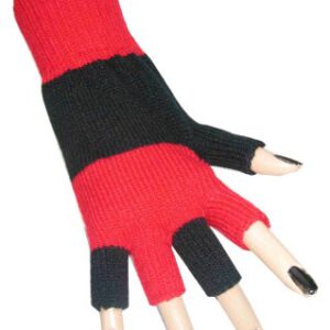 Gebreide handschoenen zwart/rood
