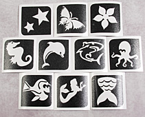 Glitter tattoo stencil Aqua set