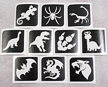 Glitter tattoo stencil Dino set