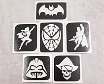 Glitter tattoo stencil Hero set