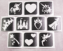 Glitter tattoo stencil Princess set