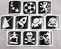 Glitter tattoo stencil Sport /Space set