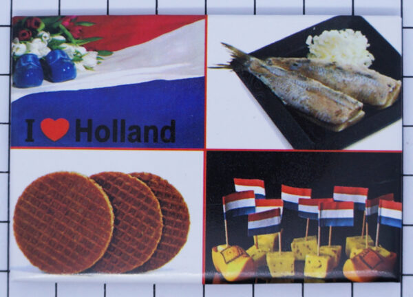 Koelkastmagneet Holland (haring,stroopwafel)