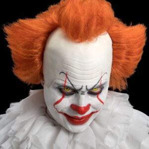 Pruik Evil clown met latex kap