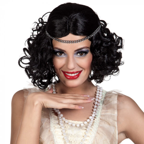 Pruik Flapper black +headband