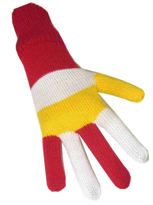 Vingerloze handschoenen rood/wit/geel Oeteldonk