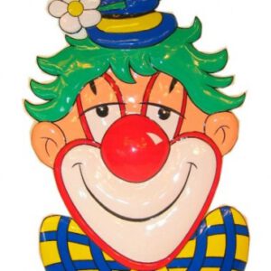 Wanddeco Clown met blauwe hoed