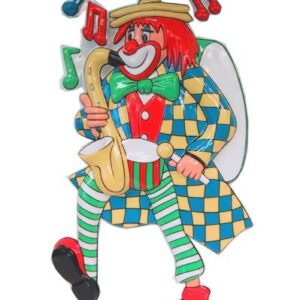 Wanddeco Clown met saxofoon