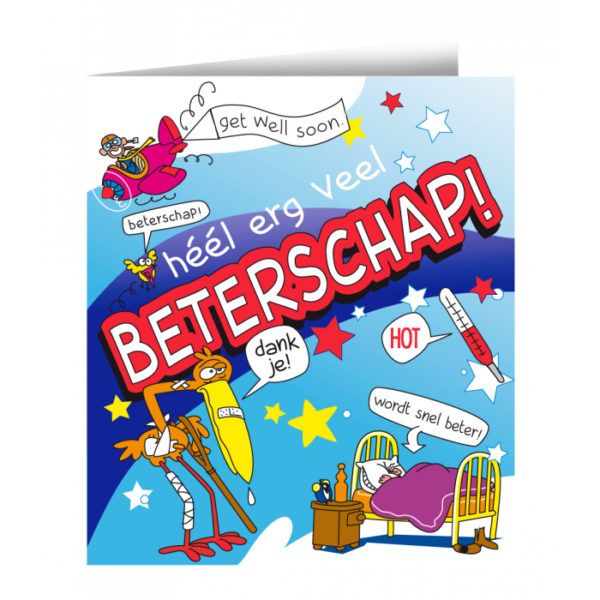 Wenskaarten - beterschap cartoon