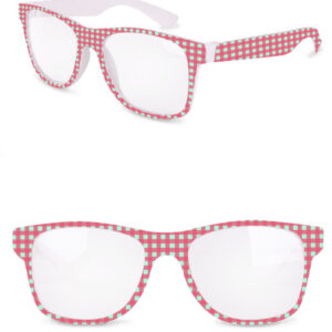 Bril wit/roze-rood geblokt