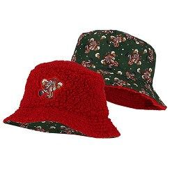 Bucket hat kerst rood (omkeerbaar)