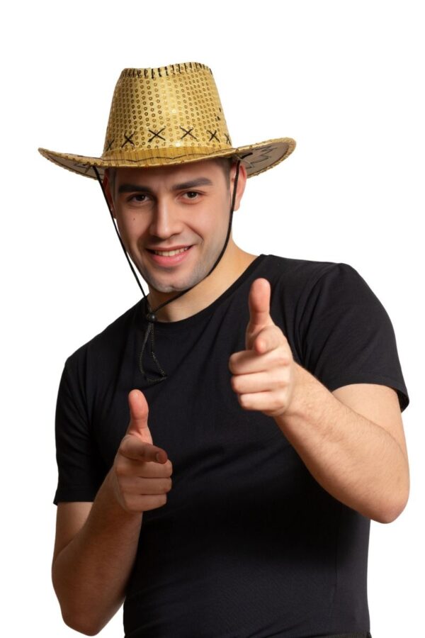 Cowboyhoed pailletten goud