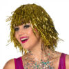 Folie pruik metallic goud/zilver