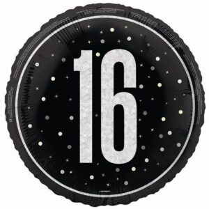 Folieballon Glitz Black & Silver 16