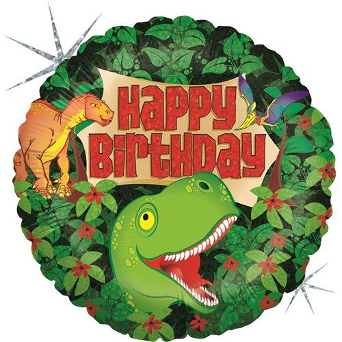 Folieballon Happy Birthday Dino's holographic