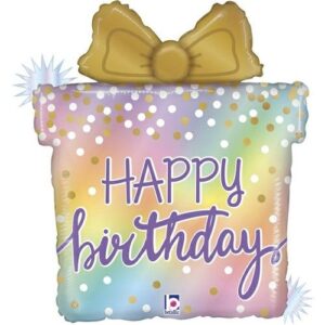 Folieballon Happy Birthday holografisch cadeau