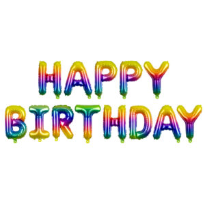 Folieballon Happy Birthday regenboog