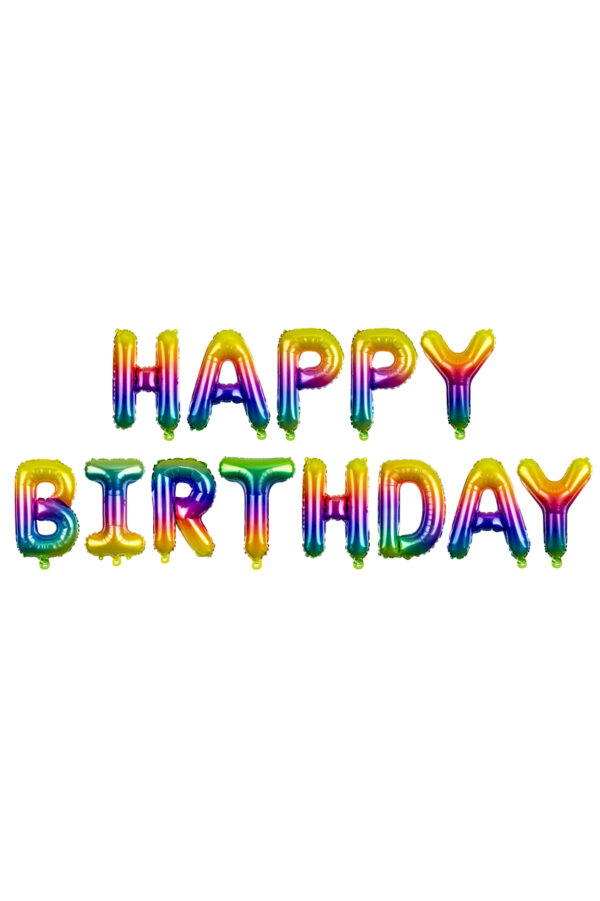 Folieballon Happy Birthday regenboog