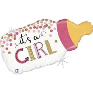 Folieballon It's a Girl holo glitter fles